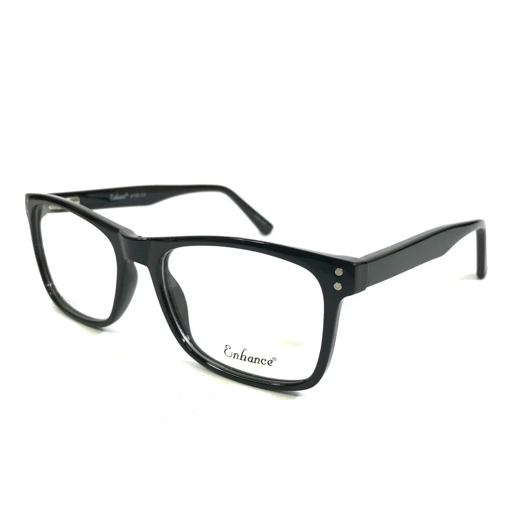 Enhance Eyeglasses Frames 4139 BLACK Polished Rectangle Full Rim 54-18-145